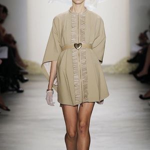 ERIN FETHERSON SHORT ZIPPER CAPE COAT RUFFLE FRONT